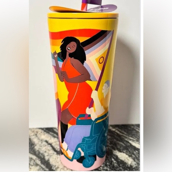 Starbucks + Sofie Birkin Bold Yellow Artsy Colorful Characters 24 Oz Tumbler - Picture 8 of 8